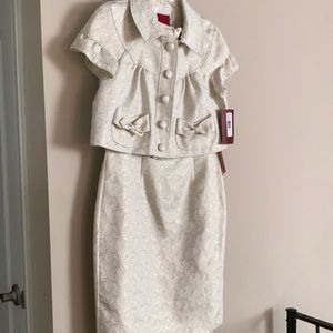 JS Collection brocade dress with jacket